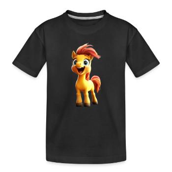 Pony Reitpony Fohlen Reiterin Ponys Reiten Ponyhof - Kinder Premium Bio T-Shirt - Schwarz - Vorne