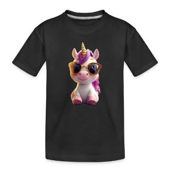 Einhorn Reiterin Ponyhof Pferde Reiten Einhörner - Kinder Premium Bio T-Shirt - Schwarz - Vorne