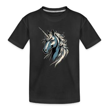 Einhorn Reiterin Ponyhof Pferde Reiten Einhörner - Kinder Premium Bio T-Shirt - Schwarz - Vorne