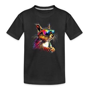 Casque d’écureuil Pop Art coloré DJ écureuil - T-shirt bio Premium Enfant - noir - Devant
