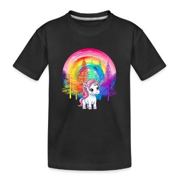 Rainbow Unicorn Unicorns Kids Child - Kids' Premium Organic T-Shirt - black - Front