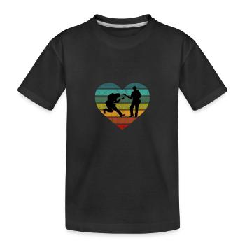E-Gitarre Bass Herz Retro Silhouette - Kinder Premium Bio T-Shirt - Schwarz - Vorne