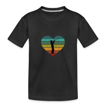 Posaunist Silhouette Posaune Retro Herz - Kinder Premium Bio T-Shirt - Schwarz - Vorne