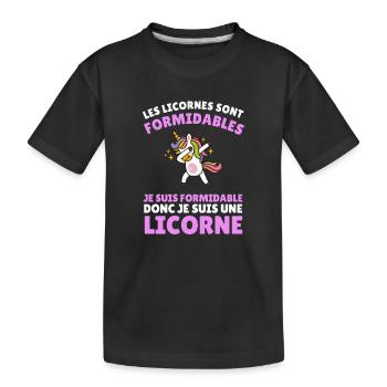 je suis formidable donc je suis une licorne - T-shirt bio Premium Enfant - noir - Devant