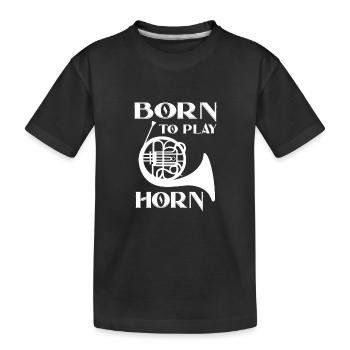 Hornist liebt Horn Waldhorn spielen im Orchester - Kinder Premium Bio T-Shirt - Schwarz - Vorne