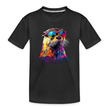 Loutre Loutre de mer Loutre Loutre Martre amour Loutre mignonne - T-shirt bio Premium Enfant - noir - Devant