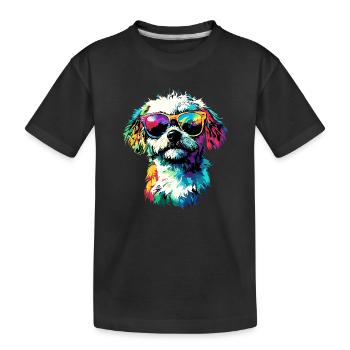 Maltais Petit Chien Maltais Amour Doux Maltais - T-shirt bio Premium Enfant - noir - Devant
