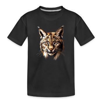 Luchs Lynx Wildkatze Raubkatzen Katzen Süße Luchse - Kinder Premium Bio T-Shirt - Schwarz - Vorne