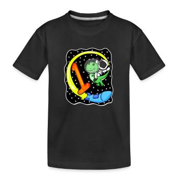 Zahl 1 Nummer Eins - Dinosaurier Motiv - Kinder Premium Bio T-Shirt - Schwarz - Vorne