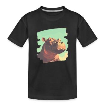 Nilpferd Retro - Kinder Premium Bio T-Shirt - Schwarz - Vorne