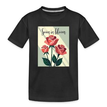 Soon in Bloom Rosenmotiv - Kinder Premium Bio T-Shirt - Schwarz - Vorne