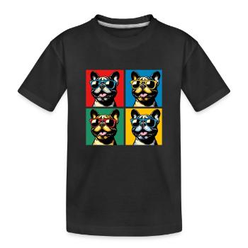 Frenchie Pop Art Bubbles, Pancake, Chonk, Nibbles - Kids' Premium Organic T-Shirt - black - Front