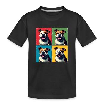 Pop Art Bulldog, Bubbles, Pancake, Chonk, Nibbles - Kids' Premium Organic T-Shirt - black - Front