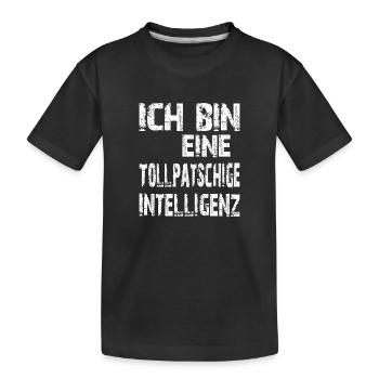 AI saying: I'm a clumsy intelligence - Kids' Premium Organic T-Shirt - black - Front