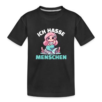 Cheeky mermaid with a cynical message - Kids' Premium Organic T-Shirt - black - Front