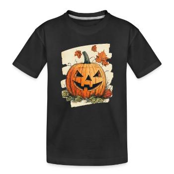 Halloween Kürbis - Kinder Premium Bio T-Shirt - Schwarz - Vorne