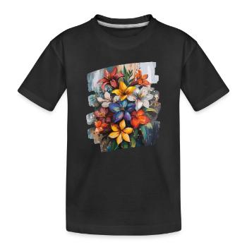 Printemps Printemps Début Fleur Fleurs - T-shirt bio Premium Enfant - noir - Devant