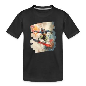 Snowboarder powder snow - Kids' Premium Organic T-Shirt - black - Front