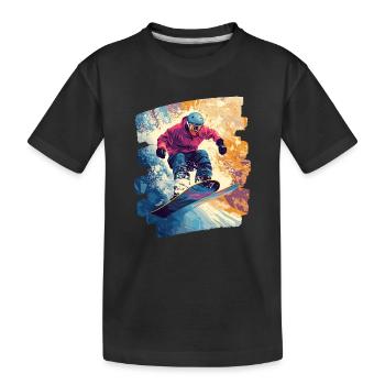 Snowboarder powder snow - Kids' Premium Organic T-Shirt - black - Front