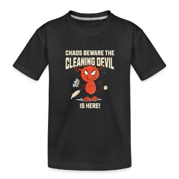 Funny Cleaning Devil Cleaning Cleaner Saying - Kids' Premium Organic T-Shirt - black - Front