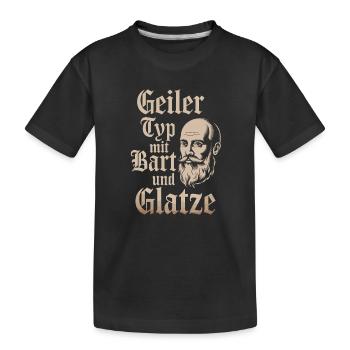 guy with beard & bald head beard wearer - Kids' Premium Organic T-Shirt - black - Front