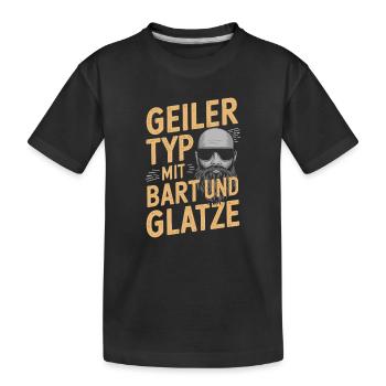 guy with beard & bald head beard wearer - Kids' Premium Organic T-Shirt - black - Front