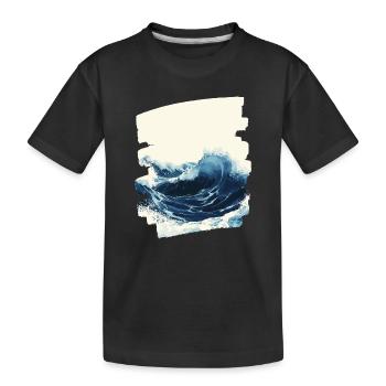 Golven en zee - Kinderen premium biologisch T-shirt - zwart - Voor