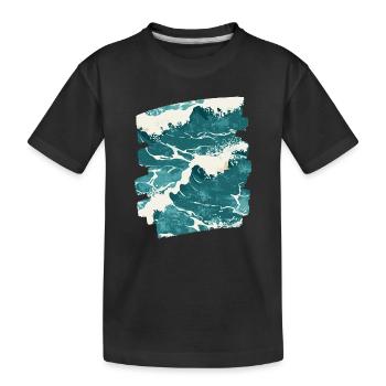 Golven en zee - Kinderen premium biologisch T-shirt - zwart - Voor