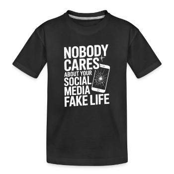 Personne ne se soucie de votre fausse vie sur les réseaux sociaux - T-shirt bio Premium Enfant - noir - Devant