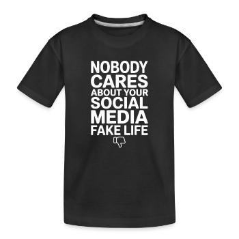 Personne ne se soucie de votre fausse vie sur les réseaux sociaux - T-shirt bio Premium Enfant - noir - Devant