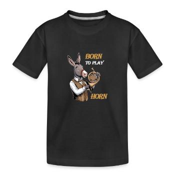 Hornist liebt Horn Waldhorn spielen im Orchester - Kinder Premium Bio T-Shirt - Schwarz - Vorne