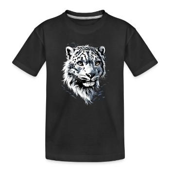 Schneeleopard Panther Raubkatze Großkatze Leopard - Kinder Premium Bio T-Shirt - Schwarz - Vorne
