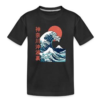 La grosse vague au large de Kanagawa - T-shirt bio Premium Enfant - noir - Devant