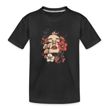 Frauenkopf Blumen Weltfrauentag Kreativ Abstrakte - Kinder Premium Bio T-Shirt - Schwarz - Vorne