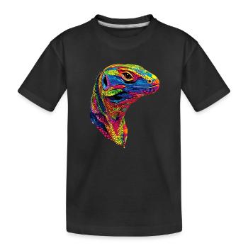 Lézard varan, reptile, dragon de Komodo, varan bagué, lézard - T-shirt bio Premium Enfant - noir - Devant