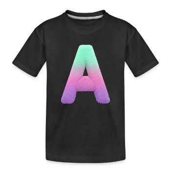 Une lettre avec effet fourrure et dégradé pastel - T-shirt bio Premium Enfant - noir - Devant