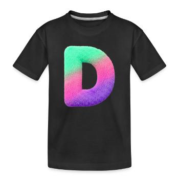 D - Lettre en aspect fourrure et dégradé de couleurs - T-shirt bio Premium Enfant - noir - Devant