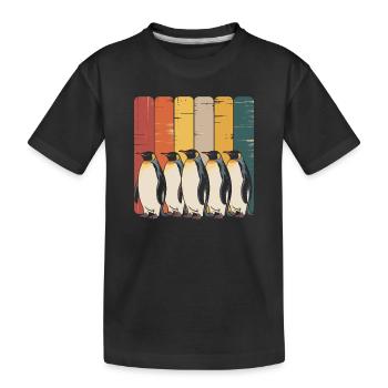 Farbenfrohe Pinguin-Kollektion - Kinder Premium Bio T-Shirt - Schwarz - Vorne