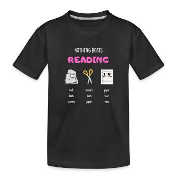 Nothing Beats Reading Rock Paper Scissors - Kids' Premium Organic T-Shirt - black - Front