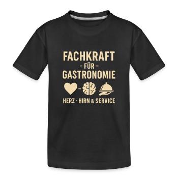Gastronomie Fachkraft mit Herzen und Hirn - Kinder Premium Bio T-Shirt - Schwarz - Vorne