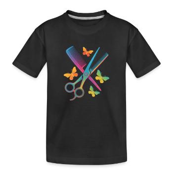 Coiffeur Ciseaux Peigne Papillon - T-shirt bio Premium Enfant - noir - Devant
