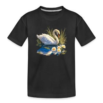 Schwäne Schwan - Kinder Premium Bio T-Shirt - Schwarz - Vorne