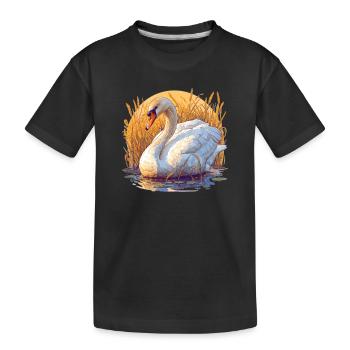 Schwäne Schwan - Kinder Premium Bio T-Shirt - Schwarz - Vorne