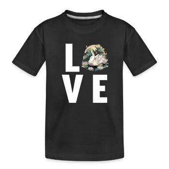 Schwäne Schwan - Kinder Premium Bio T-Shirt - Schwarz - Vorne