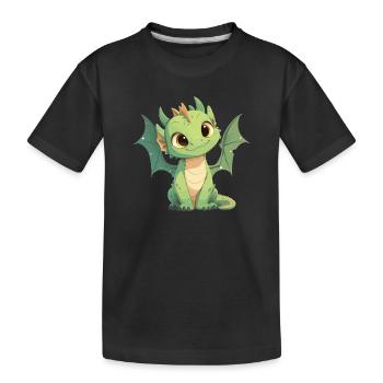 Drachen Drache - Kinder Premium Bio T-Shirt - Schwarz - Vorne