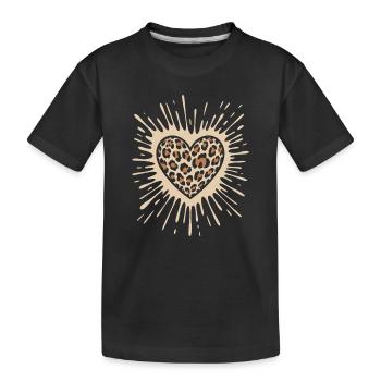 Coeur en imprimé léopard - T-shirt bio Premium Enfant - noir - Devant