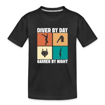 Kunstspringen Turmspringer Sprungbrett - Kinder Premium Bio T-Shirt - Schwarz - Vorne