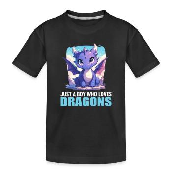 Drachen Drache - Kinder Premium Bio T-Shirt - Schwarz - Vorne