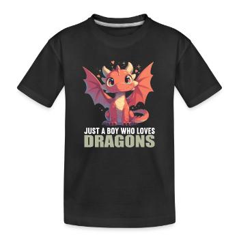 Drachen Drache - Kinder Premium Bio T-Shirt - Schwarz - Vorne