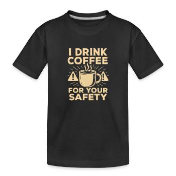 Kaffee-Sicherheits-Humor-Illustration - Kinder Premium Bio T-Shirt - Schwarz - Vorne
